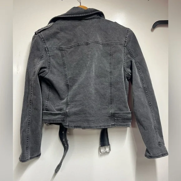 NEW NWT All Saints Balfern Denim Biker Jacket in Washed grey size 2 women’s - Picture 8 of 14